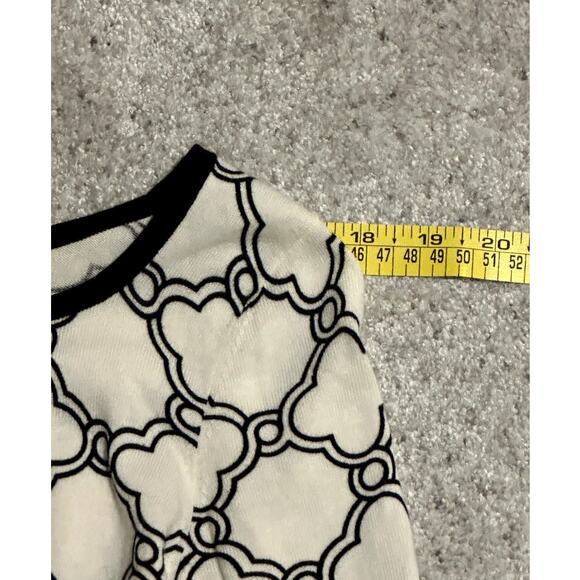 Talbots Three Quarter Sleeve Tipped Button Cuff Sweater Geo Print Women's Size M - Picture 3 of 8